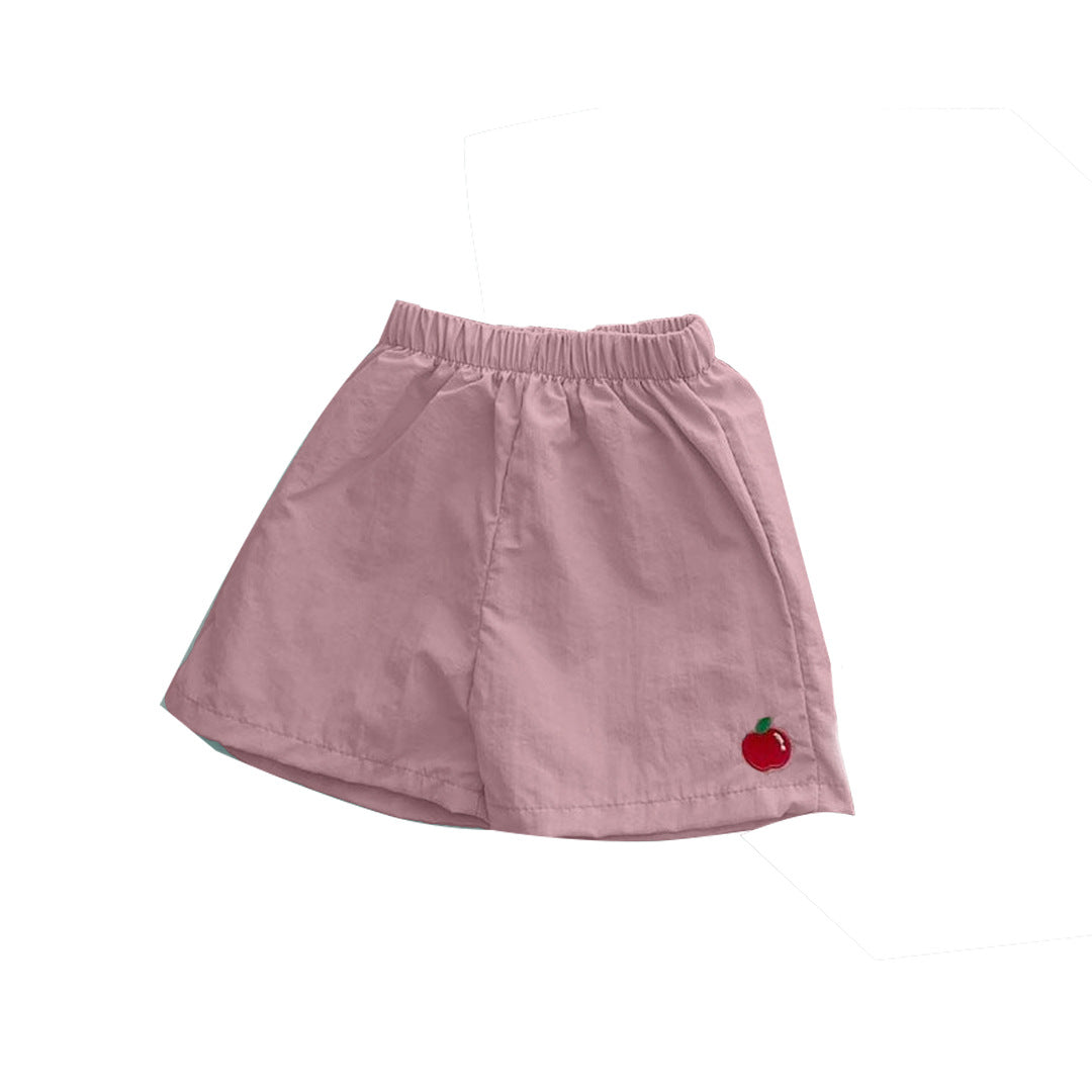 Baby Fruit Embroidered Pattern Summer Beach Comfy Shorts-7